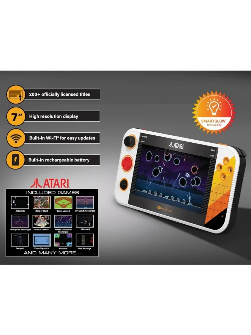 Retro Gaming Console with 200+ Games, Rechargeable Battery, HDMI, 7